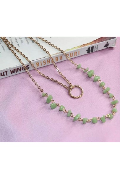 Monika Quartz chips 2 rows rose gold plated chain necklace